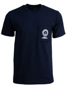 Short Sleeve Navy Pocket Shirt With American Flag - Frontside