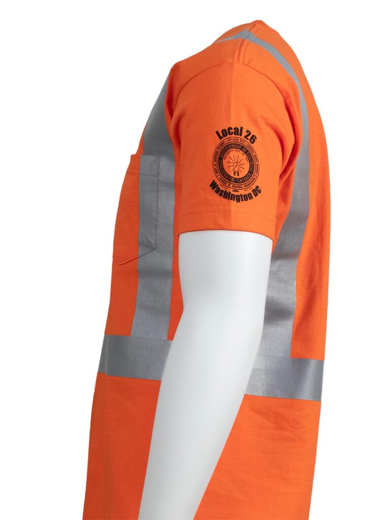 Bright Orange Safety Pocket Shirt - Left Sleeve