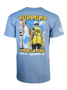 Short Sleeve Support American Jobs Pocket T-Shirt Carolina Blue - Back