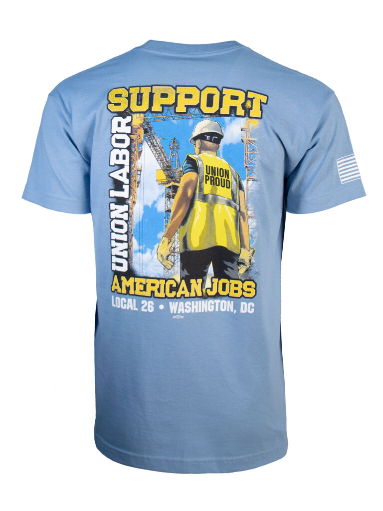 Short Sleeve Support American Jobs Pocket T-Shirt Carolina Blue - Back